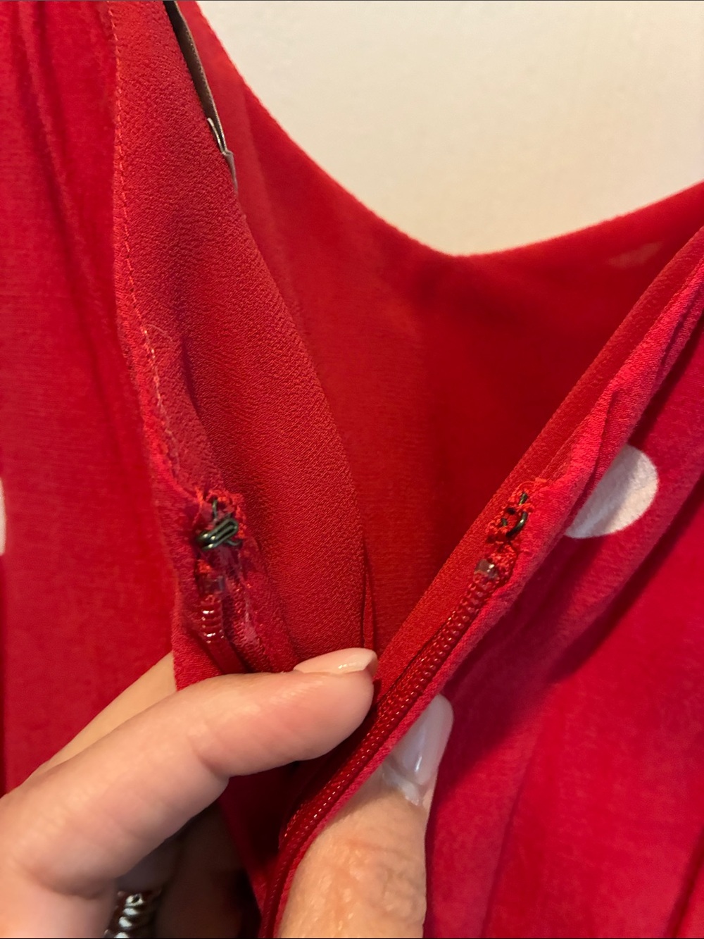 LOFT Red Polka Dot Strapless Jumpsuit with Spaghetti Straps - Picture 4 of 7